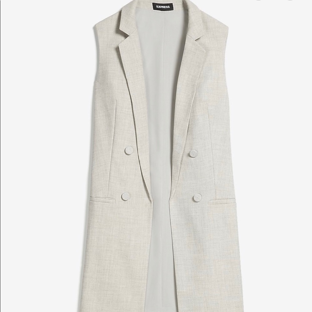 Gray Double Breasted sleeveless blazer